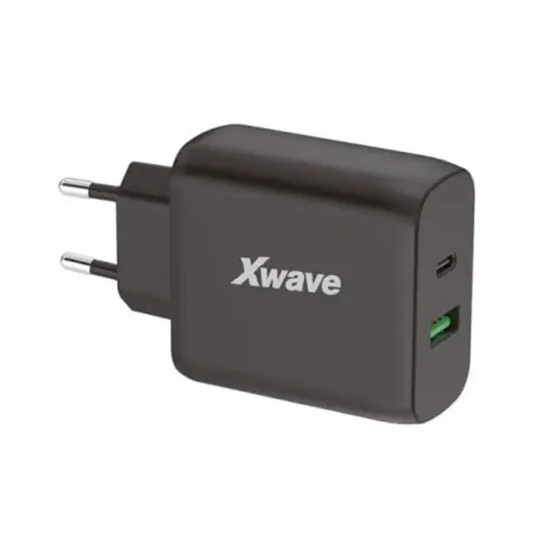 Punjač Xwave GaN45-AC USB-A+USB-C crni