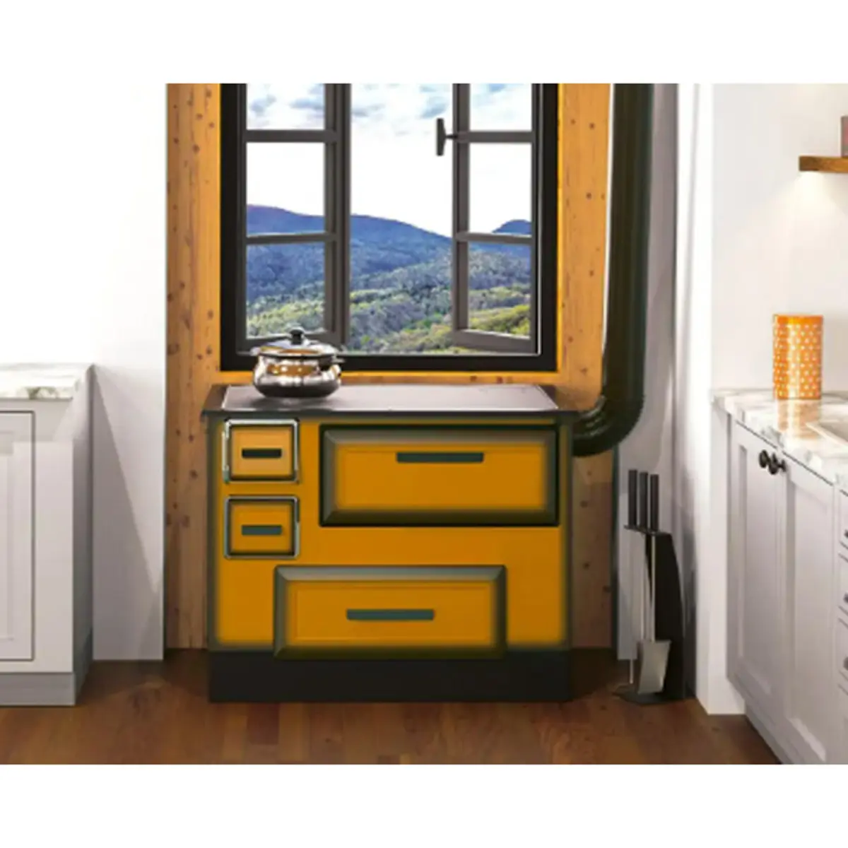 Šporet na čvrsto gorivo Alfa Plam 55 DeluxeEco R L, braon, levi