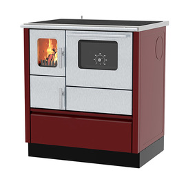 Šporet na čvrsto gorivo Alfa Plam INOX 75, Crveni, Desni